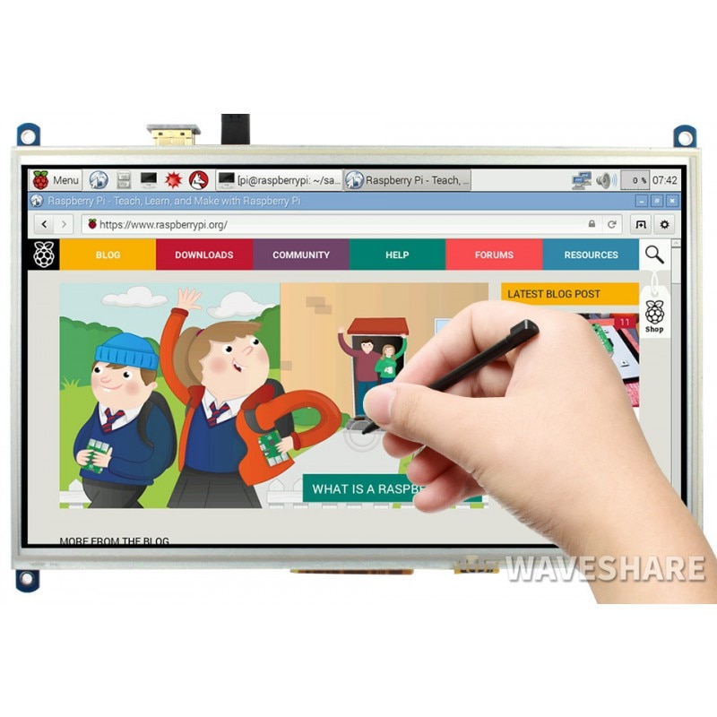 Waveshare-10.1 ġ ׼ ġ ũ HDMI LCD ǻ ,   4B / 3B + / Zero, 1024  600 ػ